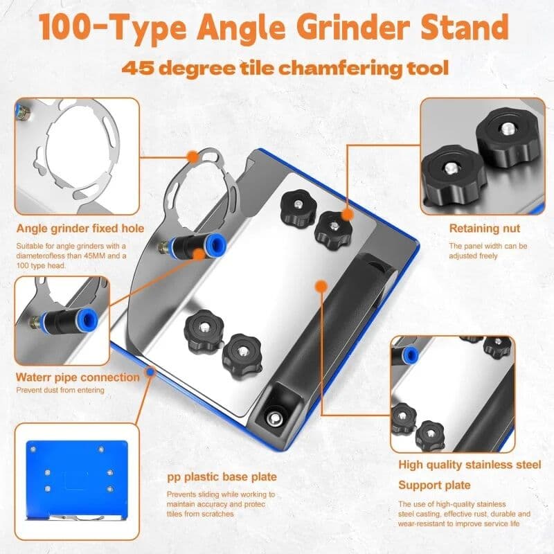 NONE Angle Grinder Stand for Tile 45°Chamfer Cutting,Angle Grinding Fixed Holder,Ceramic Tile Chamfer Bracket,Stainless Steel Beveler