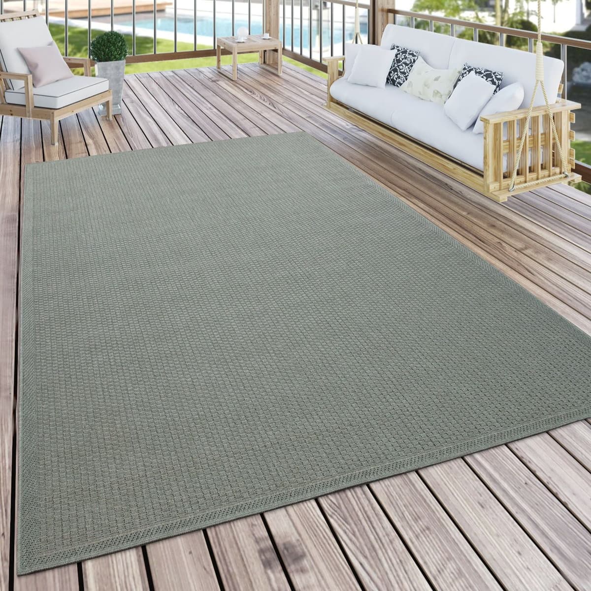 Teppich PACO HOME "Timber 125", grün, B:120cm H:4mm L:160cm, Polypropylen, Teppiche, Teppich, Flachgewebe, Sisal Optik, auch als Läufer, In- und Outdoor geeignet grün B : 120cm 1 Stk., 4mm, L: 160cm