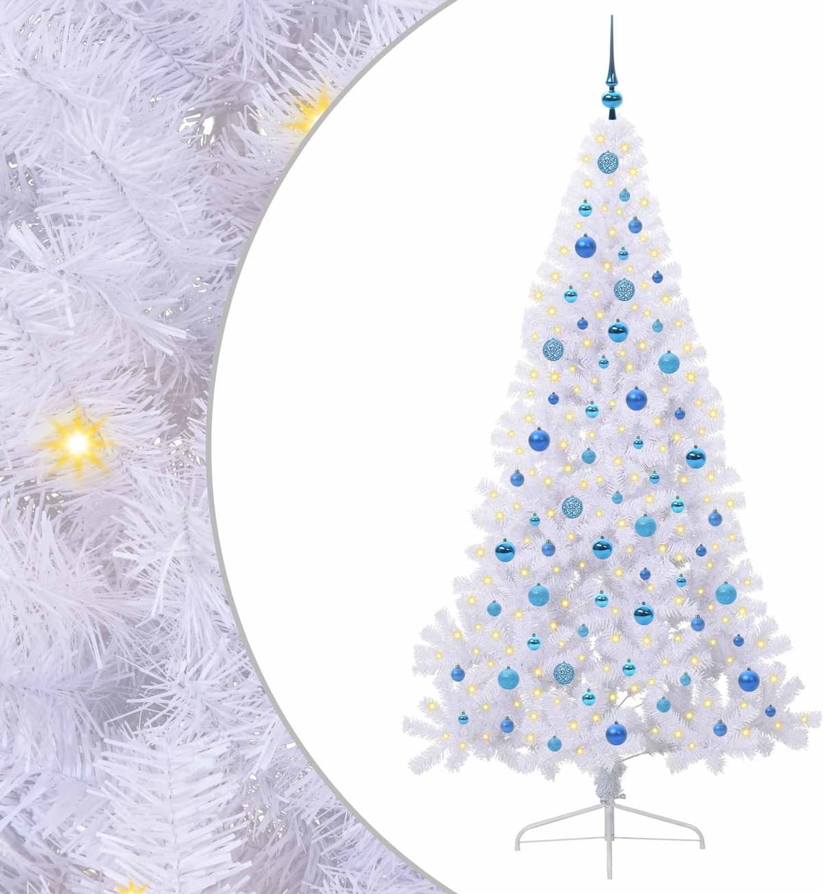 vidaXL Sapin de Noël artificiel avec 300 LED Blanc 210 cm PVC et Acier