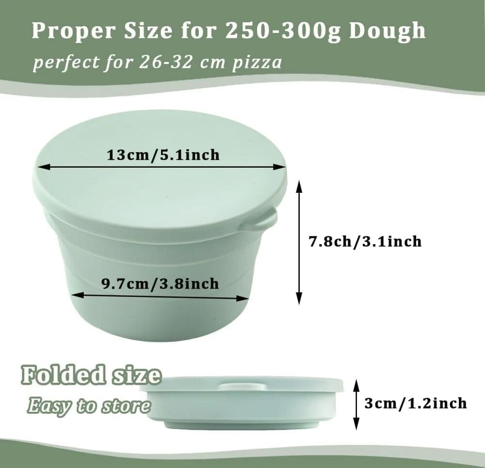 NONE Lidded Hybrid Pizza Dough Box, Multi-Functional Foldable Non-Stick Silicone Bread/Pizza/Toast Proofing Box Kitchen Baking Tool