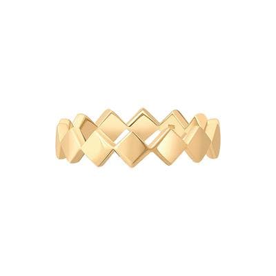 Fingerring CAÏ "925 Sterling Silber gelb vergoldet Rauten" Gr. 16, gelb, Fingerringe, Damen, 050 (15,9), Silber 925 (Sterlingsilber), Fingerring