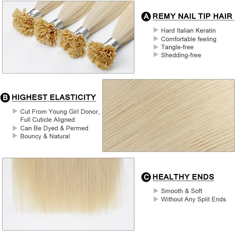 Fairy Remy Hair Nail U Tip Real Remy Human Natural Hair Extensions Fusion Keratin Bond Micro Ring European Hair On Capsule 16-24