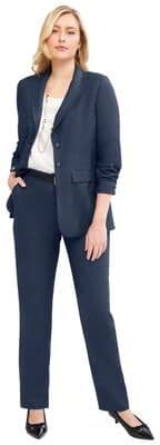 Petite Plus Size Women's Stretch Crepe Single-Breasted Pantsuit by Jessica London in Navy (Size 28 W)