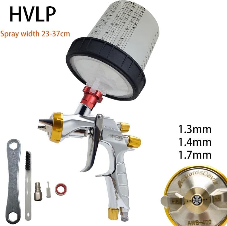 SHAOHANJUJIA Automotive Paint Spray Gun - High Atomization AWS400 HVLP Plum Blossom Nozzle 1.3/1.7 for Topcoat Clear Coat Water-Based Paint
