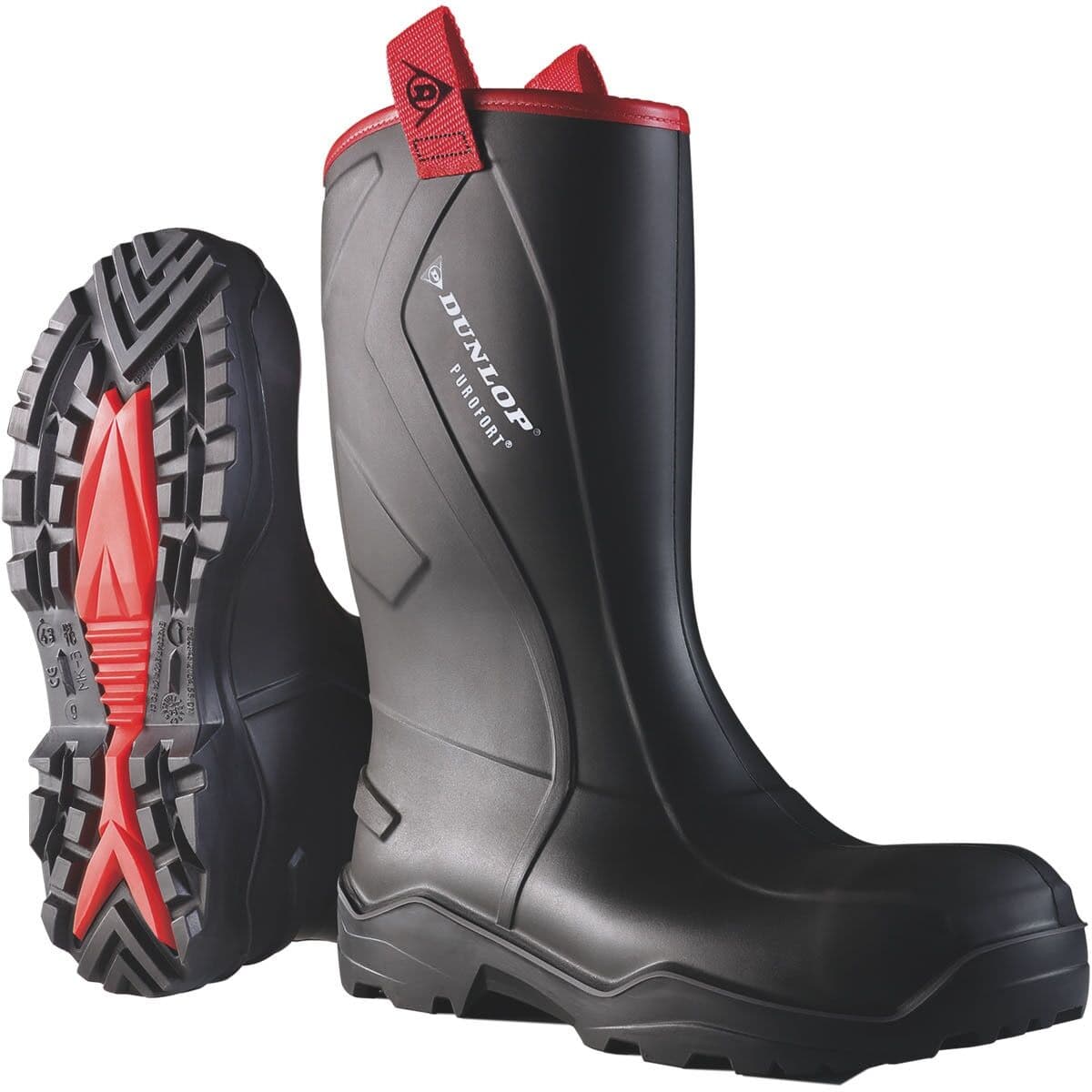 Gummistiefel DUNLOP "Purofort+ Rugged full safety", Damen, Gr. 47, schwarz, Obermaterial: 100% Textilmaterial TEXMAT., Schuhe Gummistiefel