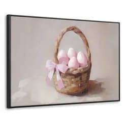 LEINWAND Bilder mit Rahmen - Korb - Eier - Rosa - 140x90