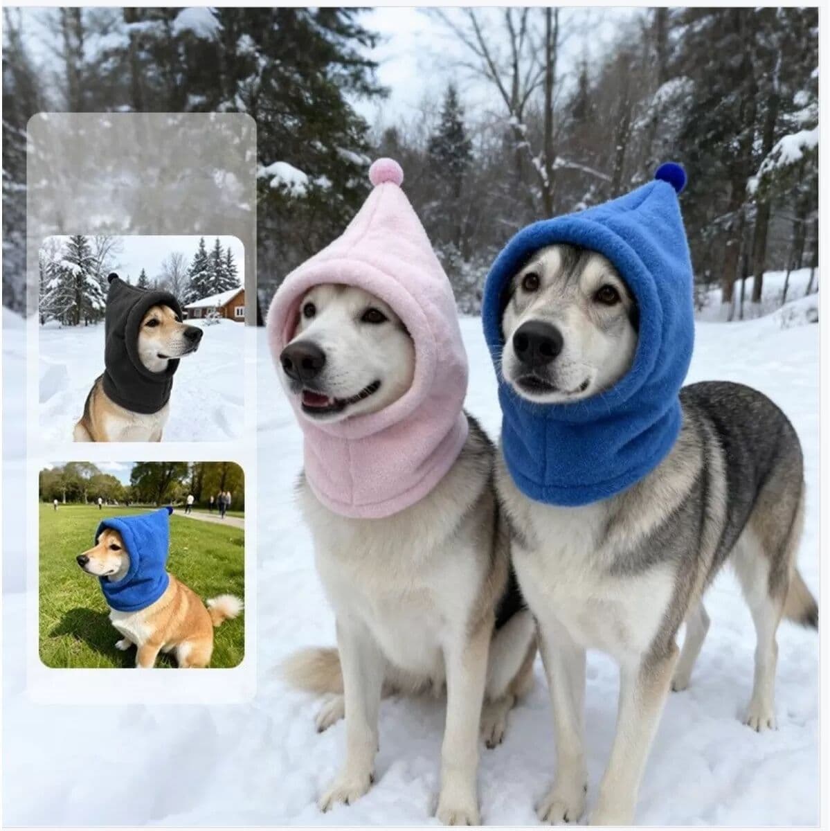 INF Polarfleece Hunde-Beruhigungshaube - Wintermütze & Lärmschutz S Blau
