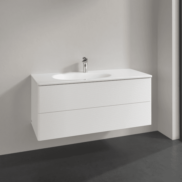 Villeroy und Boch Antao Waschtisch-Unterschrank L06100MT 118,8x50,4x49,3cm, mit Frontstruktur, white matt lacquer, Mit Beleuchtung