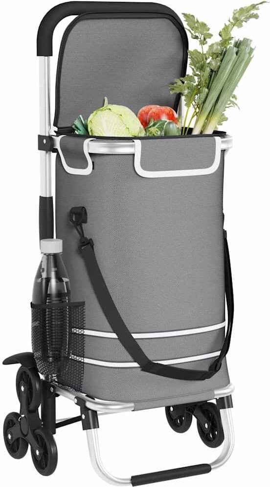 vidaXL Trolley de shopping 1 Gris 47 x 39 x 100,5 cm Tissu Oxford