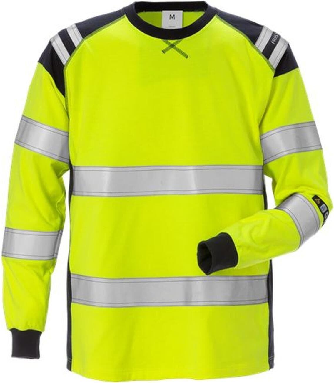 Fristads 125041 Flamstat Langærmet T-Shirt Kl.3 7077 Tflh / Arbejds T-Shirt - Hi-Vis Gul/marine - Xs