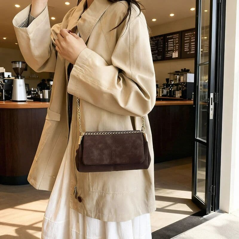 NONE Fashion Shoulder Bags for Women Large Capacity Crossbody Bags with Chain Retro Style Simple Design Texture Versatile Chain Bag