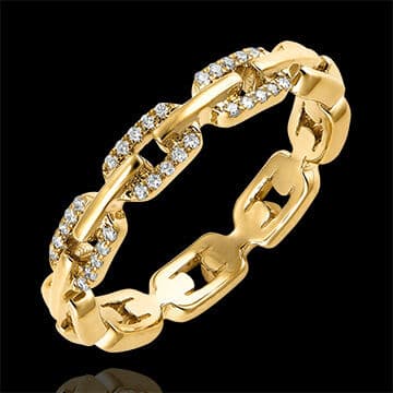 Edenly Ring Auge des Orients - Kubanische Kettenglieder mit Diamanten Variation