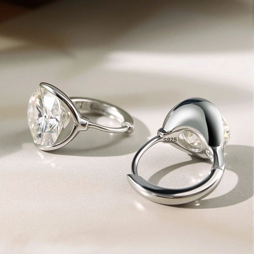 OEVAS 4cttw/6cttw Moissanite Hoop Earrings For Women S925 Silver Plated 18K Gold Half Bezel Set Ear Buckles Fine Jewelry Gift