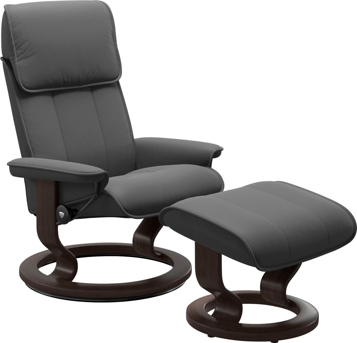 Relaxsessel STRESSLESS "Admiral", grau (grau batick), B:78cm H:98cm T:73cm, Leder BATICK: BATICK ist ein leicht korrigiertes, durchgefärbtes und genarbtes Möbelleder, bei dem die meisten Unebenheiten und Spuren in der Regel entfernt wurden., Sessel, Relax