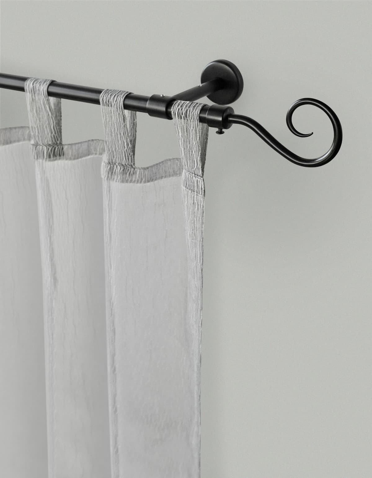 Gardinenstange GARESA "KROKUR", schwarz, L:120cm Ø:16mm, Metall, Gardinenstangen, Gardinenstange, Vorhanggarnitur, verlängerbar, Wandmontage, Spirale, ohne Ringe