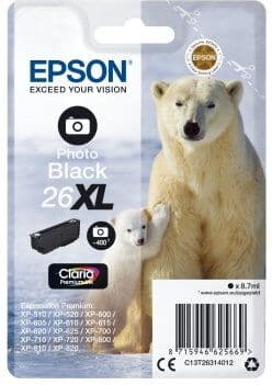 Epson T2631 Xl Blækpatron, 400s, Fotosort
