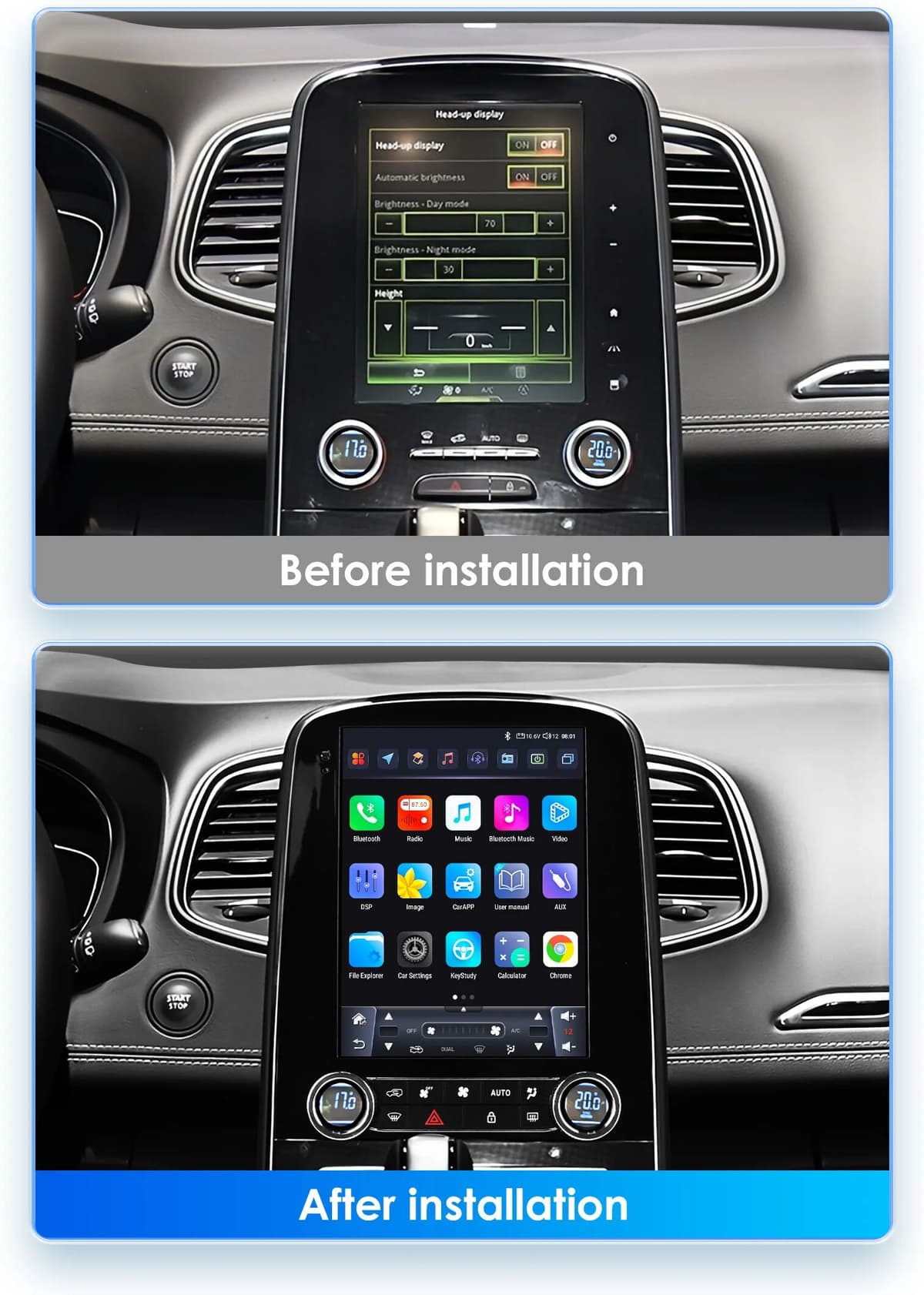 Hizpo 9.7'' Car Radio For for Renault Scenic 2013-2024 Wireless Carplay Multimedia Android Auto 4G 2Din Tesla Style Touch Screen