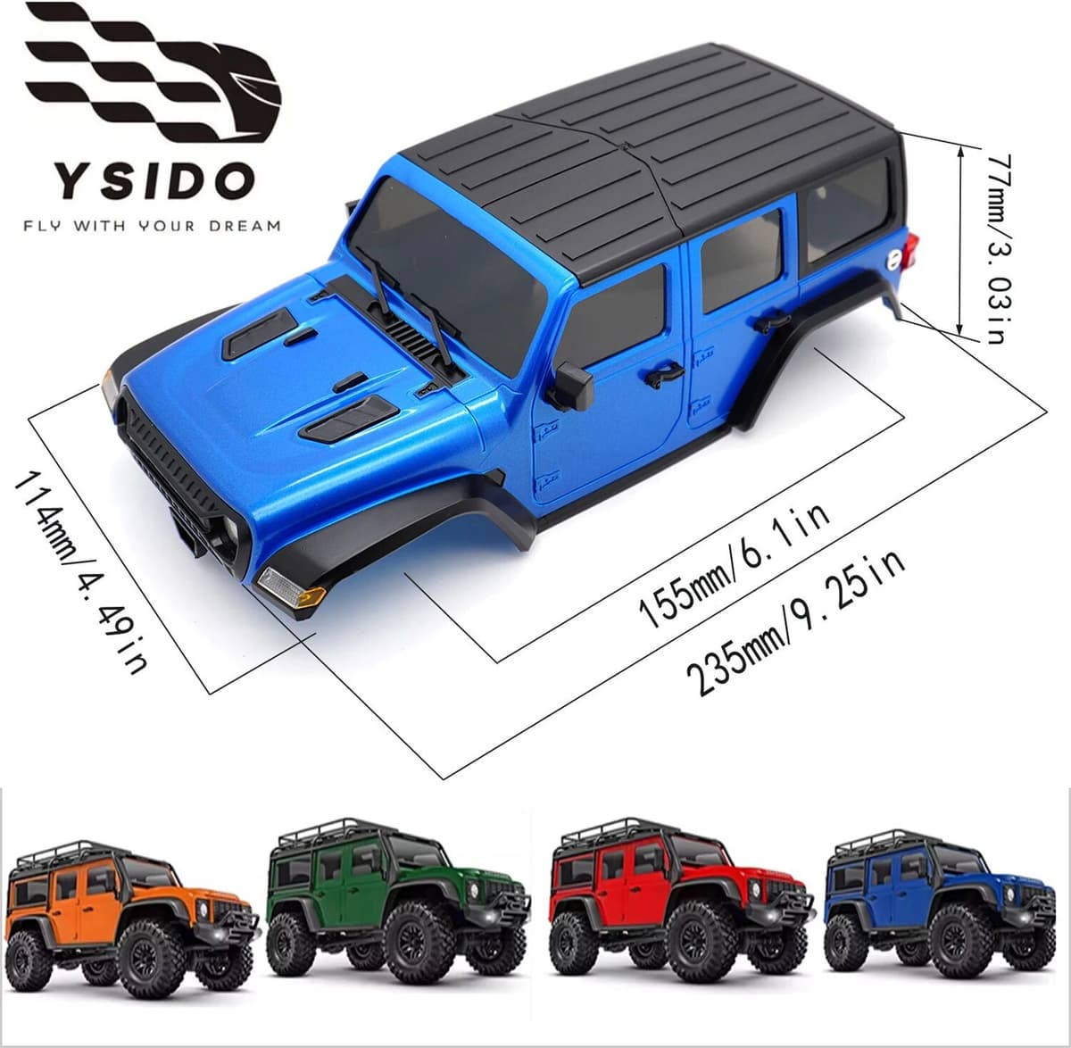 NONE 6.10inch 155mm Wheelbase ABS Hardtop RC Car Body Shell Kit 4M-66 for 1/18 RC Crawler TRX4M Bronco Defender Chassis Accessories