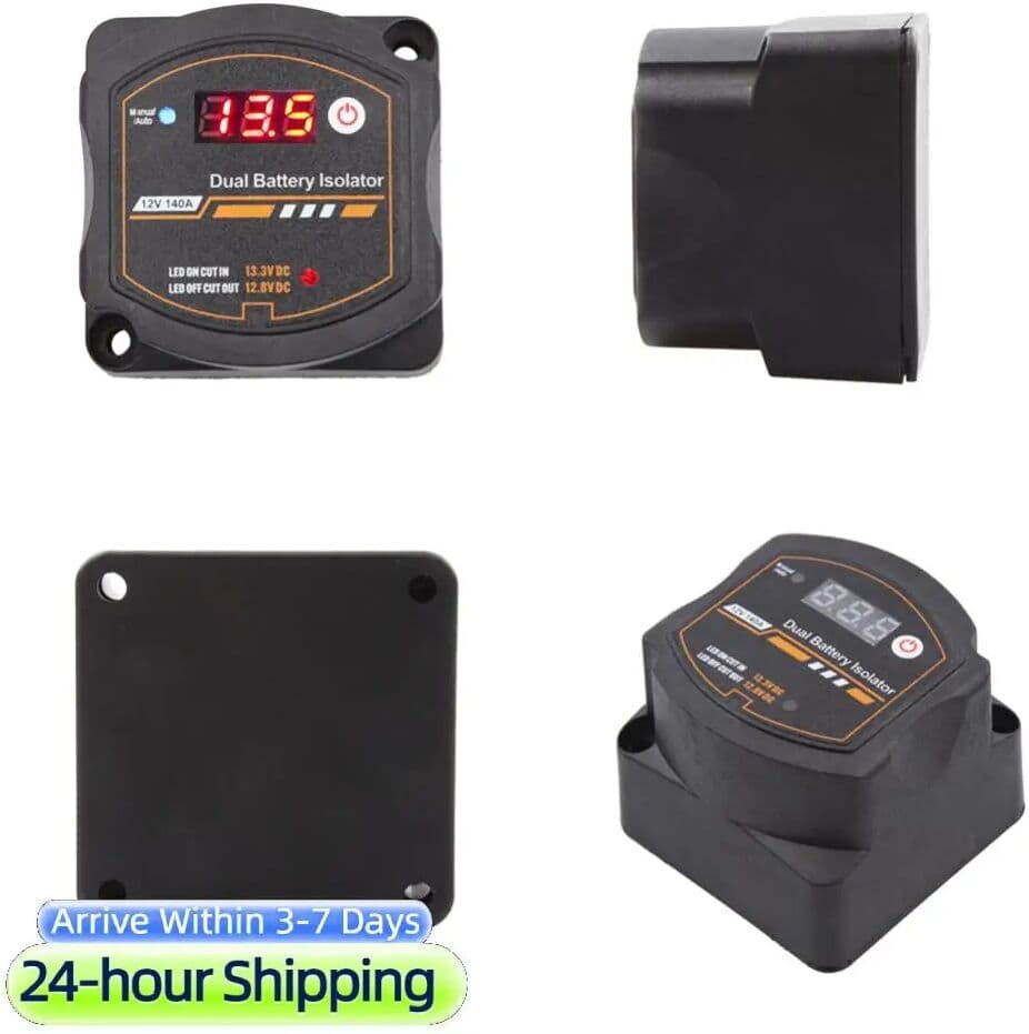 APWIKOGER Dual Battery Isolator 12V 140A Auto Manual Voltage Sensitive Relay with Digital Voltmeter for Camper Car RV Yacht
