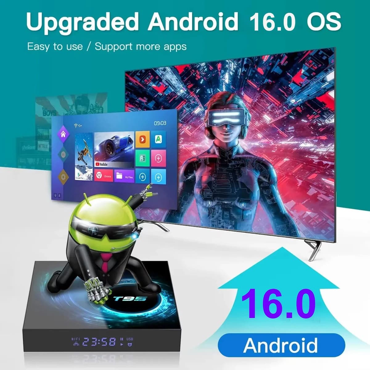 NONE 2026  Android TV Box T95 Allwinner H616 Android 16 8GB+256GB  Dual Wifi BT5.4 Ultra HD Smart Home Theater TV Box Media Player