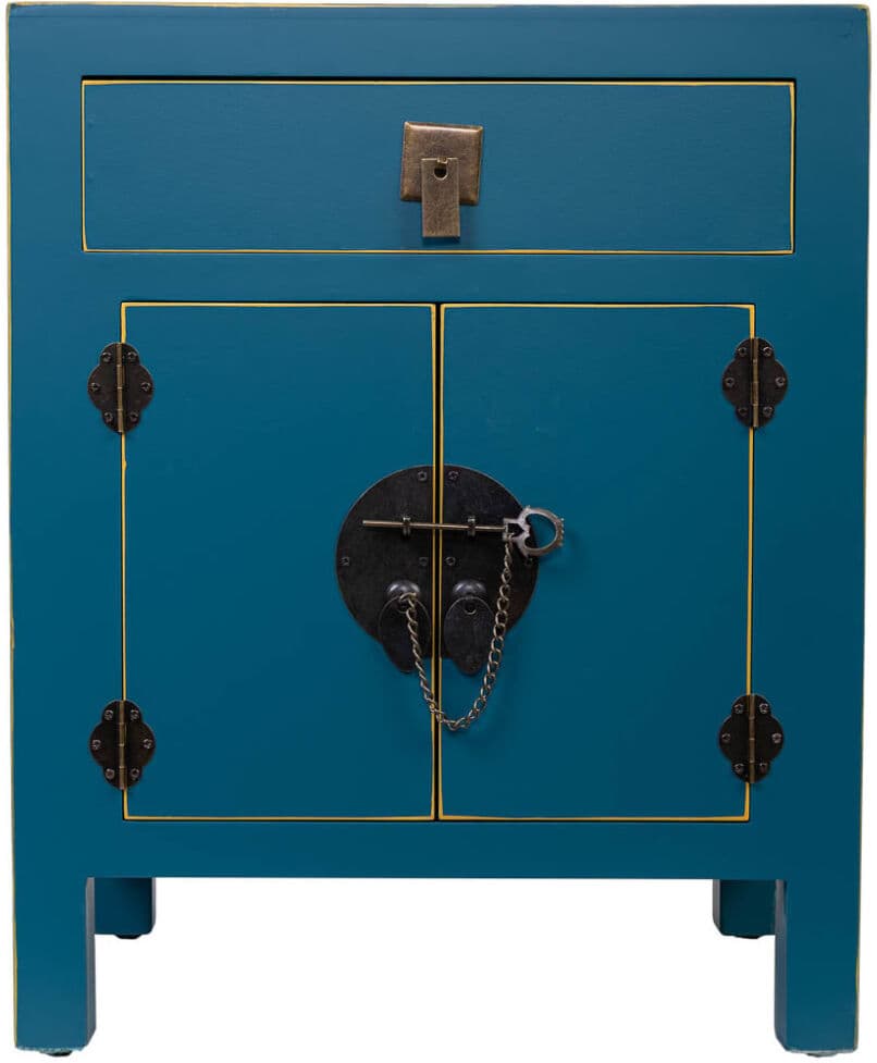 Wanderlust deco Mesita de noche de madera con 1 cajon y 2 puertas 44,5x32x55h cm