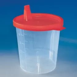 Urinbecher 125 ml mit Schnappdeckel rot im Karton 100 Stück