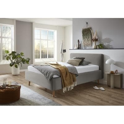 Polsterbett MEISE.MÖBEL "MATTIS, Bett wahlweise mit Bettkasten, Feinstruktur", grau (ash), B:141cm H:105cm L:218cm, Betten, Polsterbett, Liegeflächen: 120x200cm, 140x200cm, 160x200cm & 180x200cm