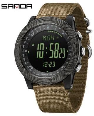 Market Central Military Digital Sports Watch Men Waterproof LED Luminous Outdoor Quartz Wristwatch khaki