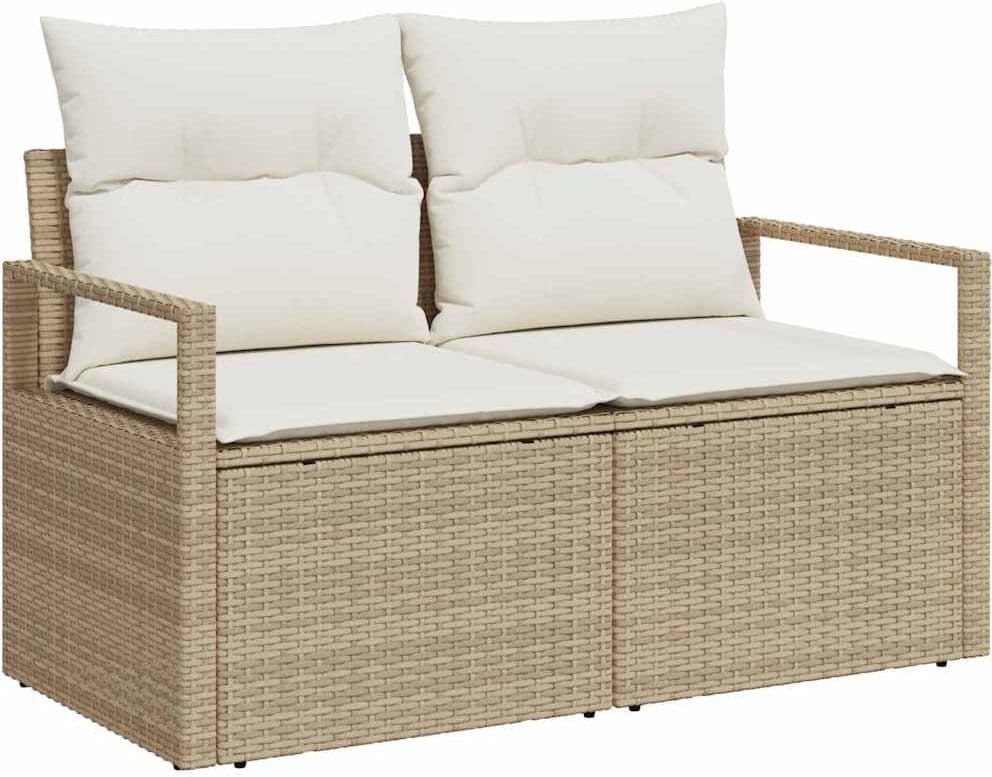 vidaXL Ensemble de canapé de jardin 6 pc Beige polyrotin