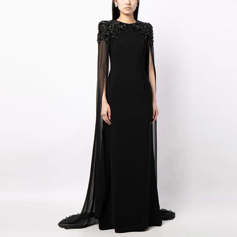 O'ZACKET HIGH STREET est Fashion 2026 Party Vestido Women's Full Sleeve Diamonds Beaded Maxi Long Dress