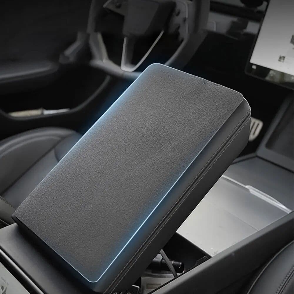 NONE Suede Armrest Box Pad For Tesla's Model 3 Highland 2024-2026 Model Y Juniper 25-26 protective cover central anti slip cover