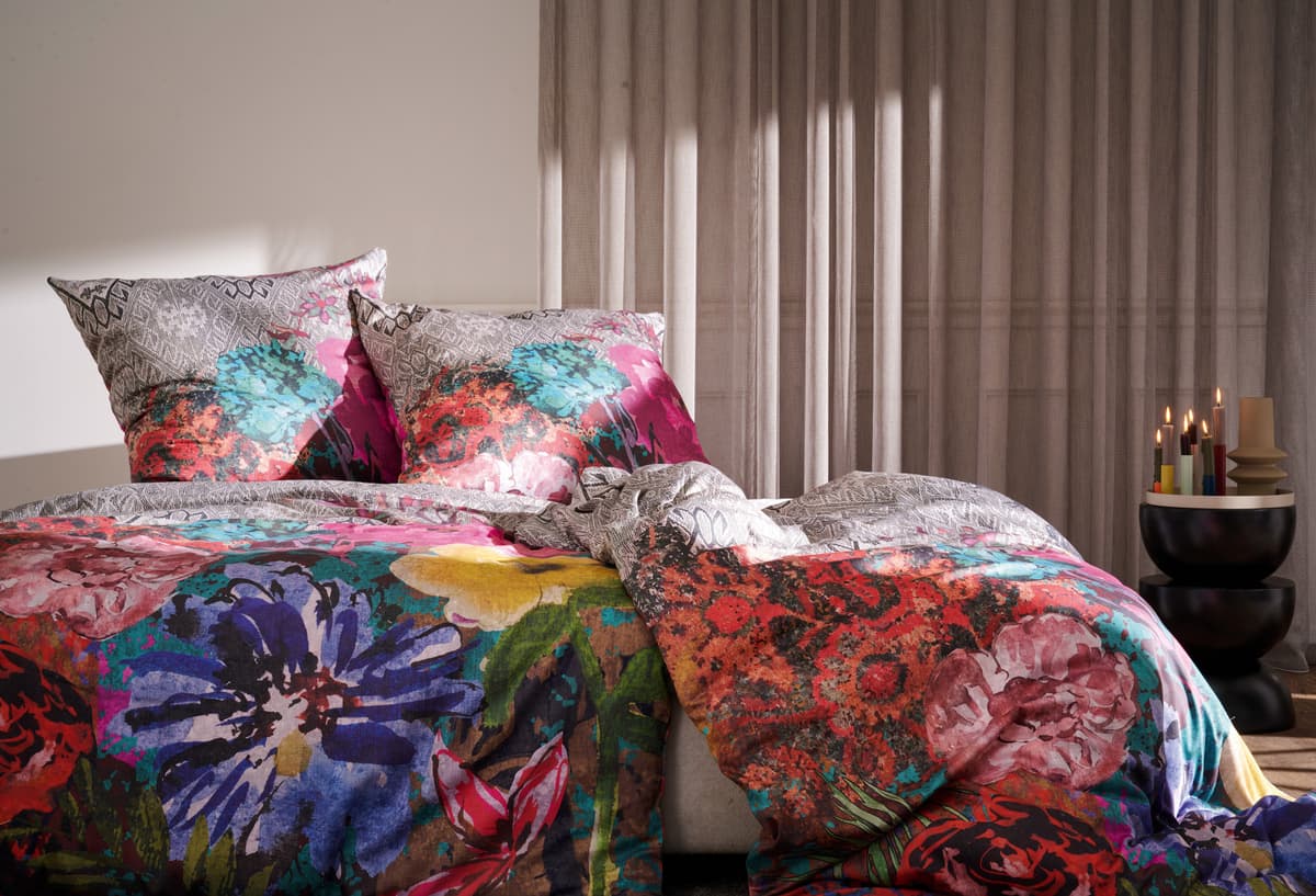 Bettwäsche APELT "Evita", bunt (grau, bunt), B/L: 135cm x 200cm, 1 Stk., 1 Stk., Satin (Bio-Baumwolle), B/L: 80cm x 80cm, 2, Satin (Bio-Baumwolle), Bezug: 100% Baumwolle, Bettwäsche, Bettwäsche, Bettwäsche-Set mit Reissverschluss, Baumwoll-Satin, Digitald