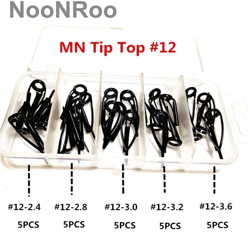 NooNRoo-Guide Tip Top Fishing Rod Repair Guides, Building Accessory, MN Size 12, 25Pcs Box