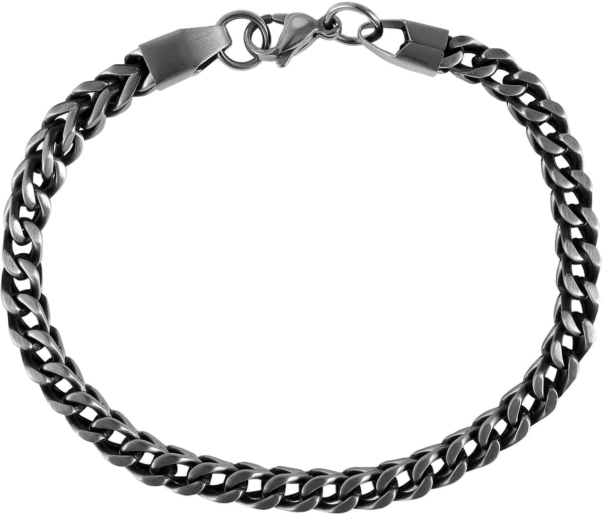 Armband ADELIA´S "Armband – Panzerarmband aus Edelstahl 18 cm", schwarz (silber), Armbänder, Herren, 18cm, Edelstahl, Armband, Ideal zum Verschenken – schlicht und stilvoll