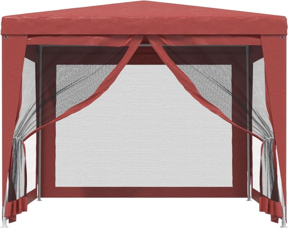 vidaXL Tente de fête avec 4 parois latérales en maille Rouge 3x3m PEHD