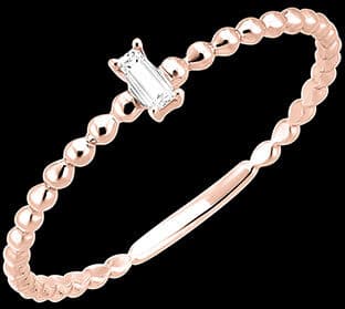 Edenly Ring FraÃ®cheur - SolitÃ¤r Bulle Emeraude - 18 Karat RosÃ©gold und Diama