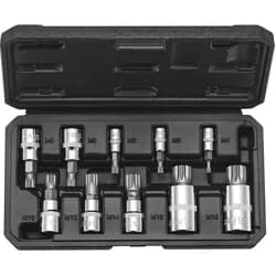VEVOR XZN Dreikant Spline Bit Steckschlüsselsatz, 10-teilig M4 – M18, hochwertiger Cr-V-Stahl, 1/4 Zoll, 3/8 Zoll und 1/2 Zoll Antriebe, mit verbessertem Aufbewahrungskoffer, für Automobil