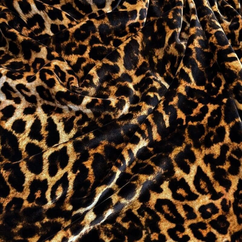 NONE Leopard Printed Mulberry Silk Velvet Fabric for DIY Sewing Dress Tops Suit Clothing Fashion Designer Fabrics Material Cloth