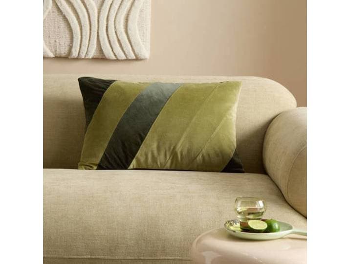 NOUS Living rechthoekige gestreepte sierkussenhoes Anna 40x60 cm - groen/donkergroen