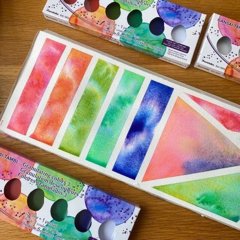 NONE Kuretake Gansai Tambi Granulating Colors 3，5 Colors Watercolor Paint Set Solid Pigment for Calligraphy Illustration Art Painting