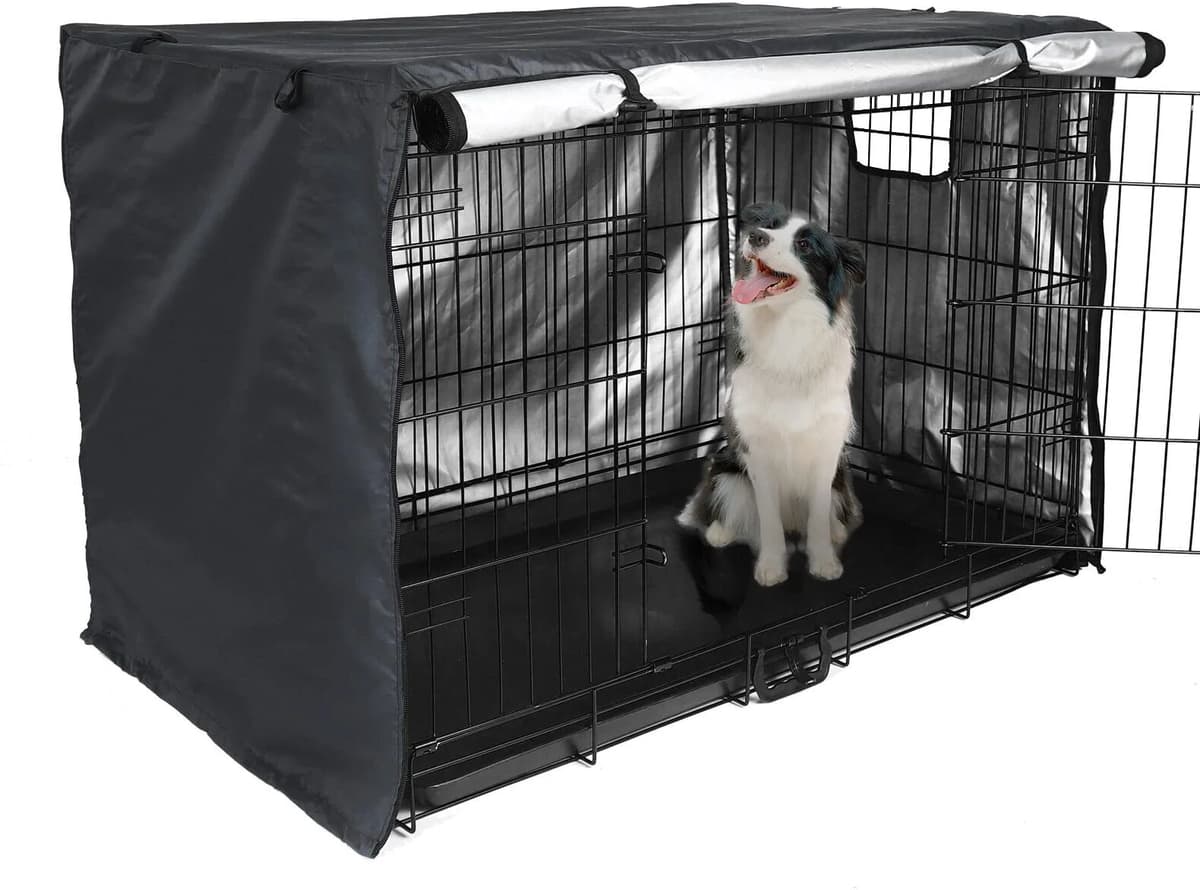 NONE Wire Dog Crate Cover Double Door Privacy Dog Crate Cover 42 Inches Heavy Duty Oxford Fabric Puppy Crate Sunshade For Wire Cage