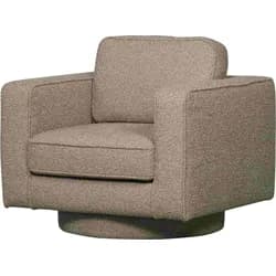 Drehsessel Lazy Bouclé, moderner Relaxsessel mit 360° Drehfunktion, sandfarben, bequem gepolstert
