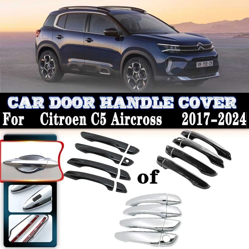 NONE For Citroen C5 Aircross 2023 Accessories 2017~2024 LHD Door Handles Covers Exterior Scratch Protective Decors Luxury Accessories