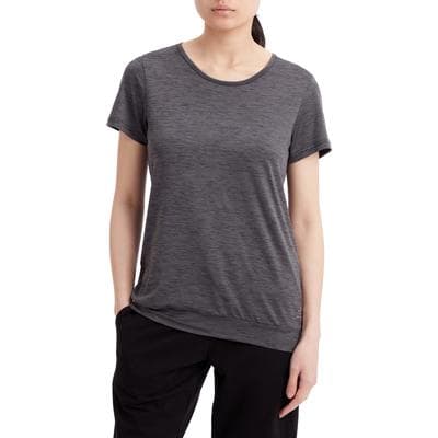 T-Shirt ENERGETICS "DA.-T-SHIRT JEWEL SHORT SLEEVE W", Damen, Gr. XL, grau (melange, schwarz, anthra), Jersey, Obermaterial: 90% Polyamid, 10% Elasthan, unifarben, regular fit taillenbedeckt, Rundhals, eingesetzt abgesteppte Kante, Shirts T-Shirt,...