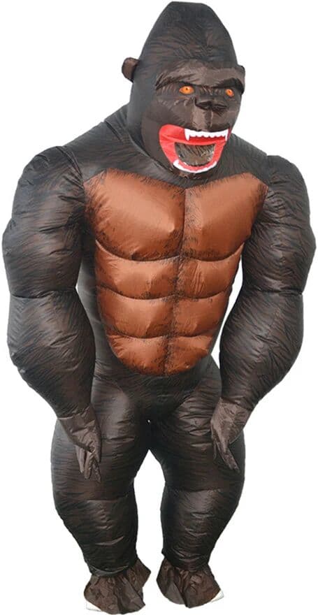 NONE Adult Gorilla Inflatable Costume Gibbon Chimp Monkey Fancy Muscle King Kong Dress Blow Up Suit