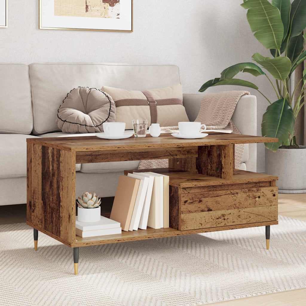 vidaXL Mesa de Café Madera vieja 90 x 49 x 45 cm Madera de ingeniería Marrón