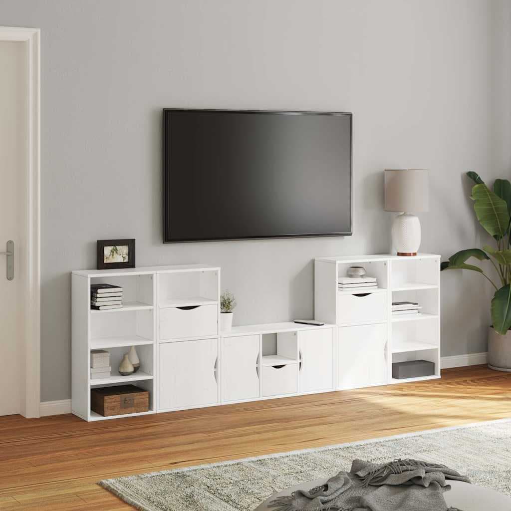 vidaXL Meubles TV 5 pcs avec rangement ODDA blanc bois de pin massif