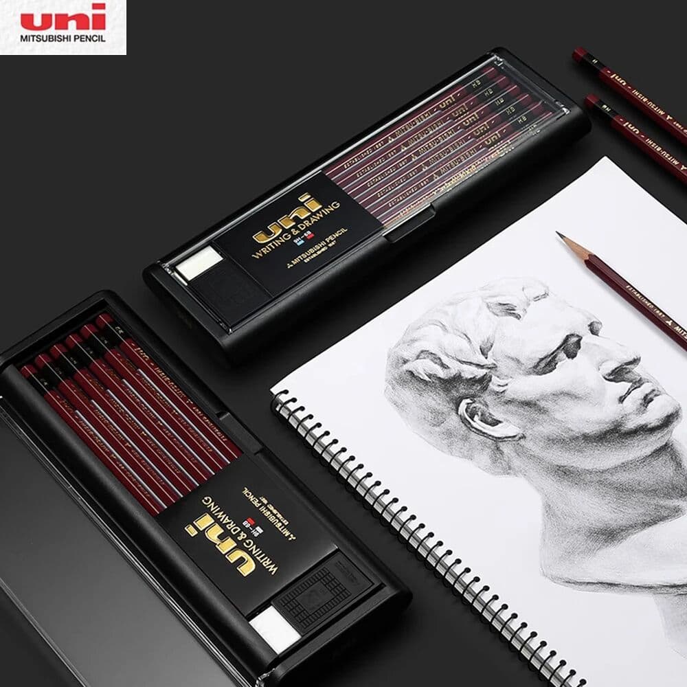 UNI Mitsubishi Graphite Pencil 12pc,17 Hardness Original Wooden Bar Beginner Writing Painting Middle School lapiseira profission