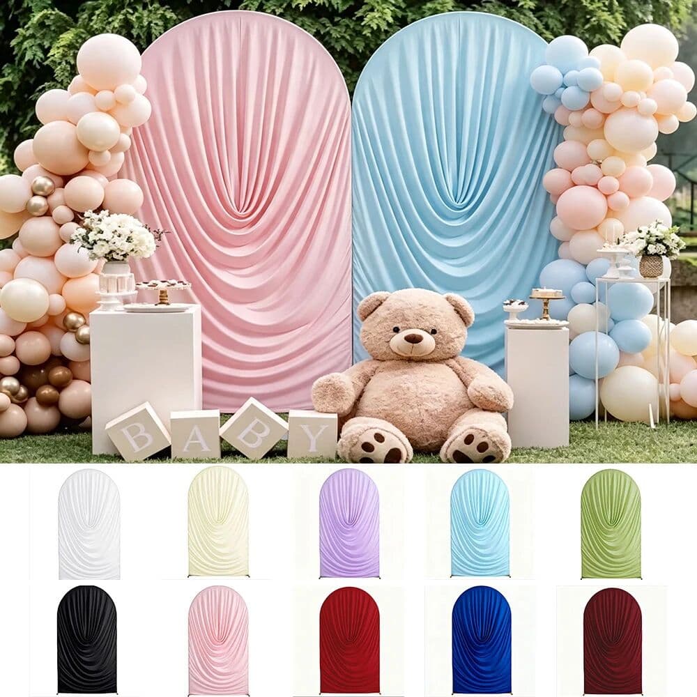 NONE 6/6.6/7.2FT Multi‑Color Double‑Sided Draped Stretchy Arch Cover, Spandex Fitted Backdrop for Wedding Birthday Baby Shower