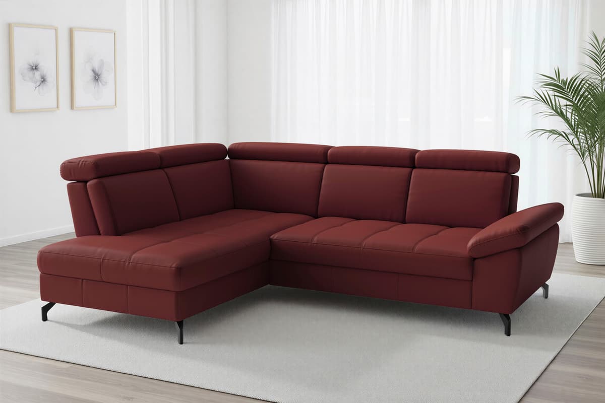 Ecksofa SIT & MORE "Vanity L-Form, B: 254 cm, mit Sitz-, Kopf- und Armteilverstellung", rot (merlot), B:254cm H:84cm T:197cm, Sofas, Ecksofa, Couch optional mit Schlaffunktion & Bettkasten, Leder